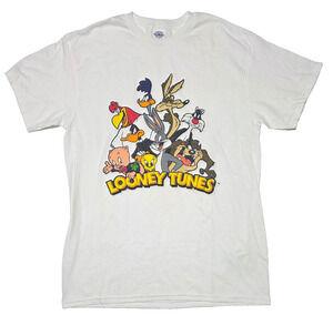 Vintage Looney Tunes Cast Graphic Delta Pro T-Shirt White Size M